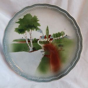 Art Deco Hand Decorated Plate Germany 9 1/4 Inch